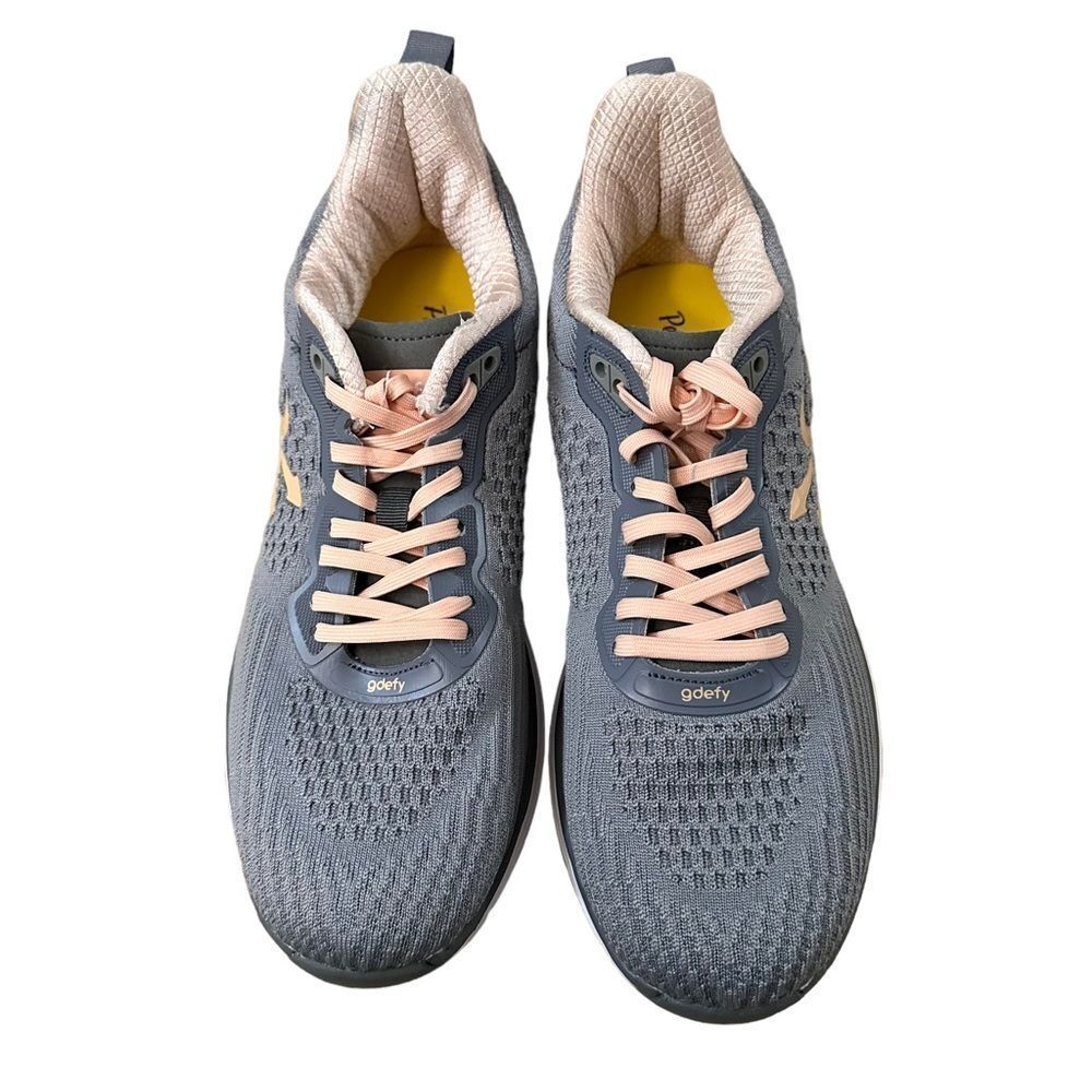 Women’s Gray Knit Athletic Sneakers with Peach Accents
